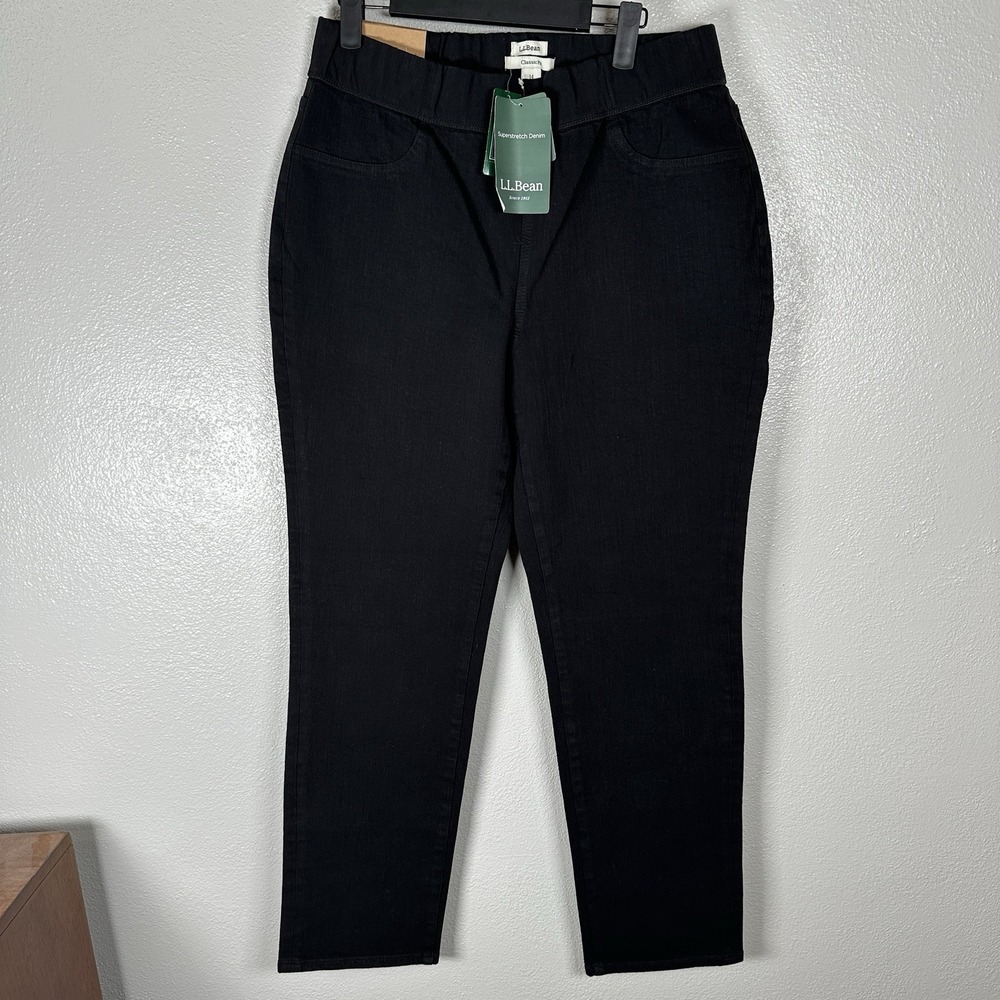 NEW LL Bean Superstretch Slim Classic Fit Pull On Straight Leg Jeans Womens 14